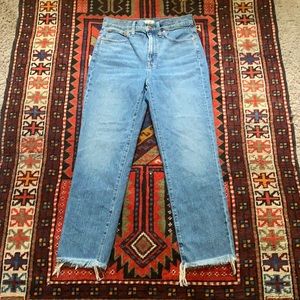 Madewell The Perfect Vintage Crop High Waist Jeans Frayed Ankles Size 28